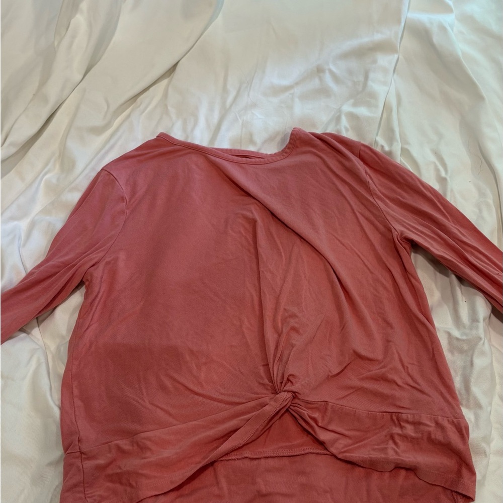 Wonder Nation Pink 3/4 Sleeve Tie Front Blouse